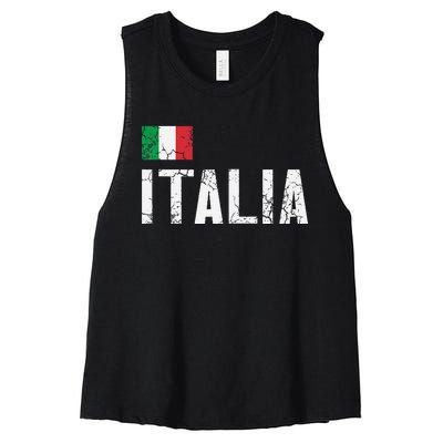 Italia Flag Italian Italy Family Heritage Design Women's Racerback Cropped Tank