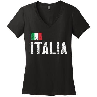 Italia Flag Italian Italy Family Heritage Design Women's V-Neck T-Shirt