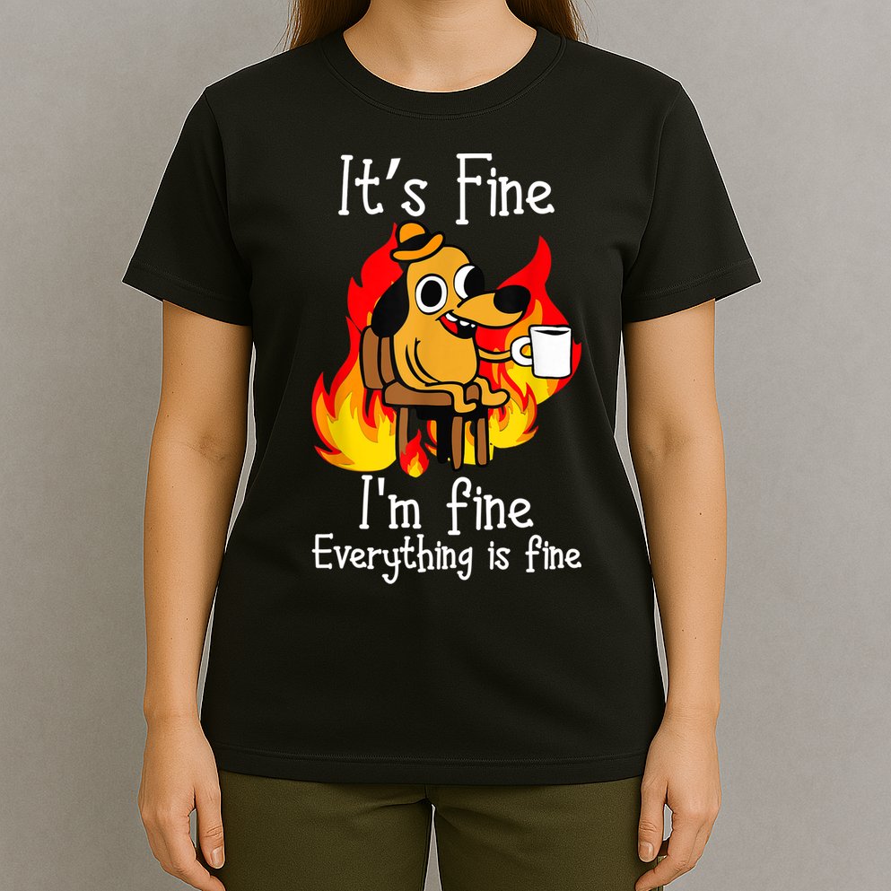 ItS Fine IM Fine Everything Is Fine Funny IM Fine Dog T-Shirt