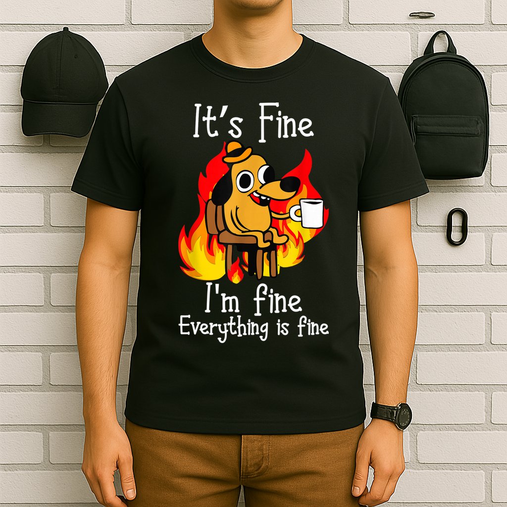 ItS Fine IM Fine Everything Is Fine Funny IM Fine Dog T-Shirt