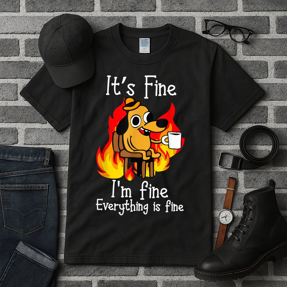 ItS Fine IM Fine Everything Is Fine Funny IM Fine Dog Tall T-Shirt
