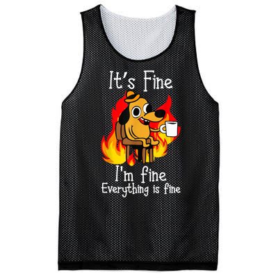 ItS Fine IM Fine Everything Is Fine Funny IM Fine Dog Mesh Reversible Basketball Jersey Tank