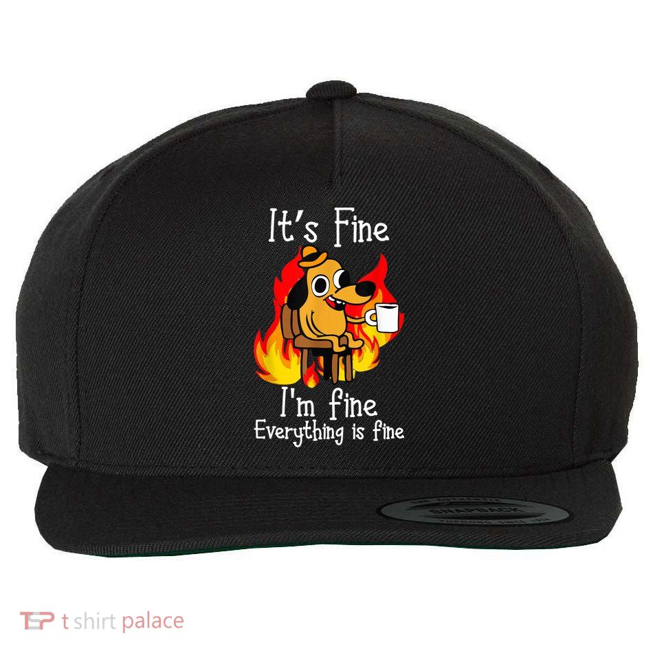 ItS Fine IM Fine Everything Is Fine Funny IM Fine Dog Wool Snapback Cap