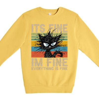 Its Fine Im Fine Everything Is Fine Funny Black Cat Women Premium Crewneck Sweatshirt