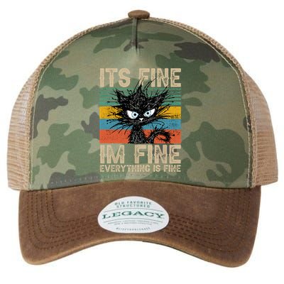Its Fine Im Fine Everything Is Fine Funny Black Cat Women Legacy Tie Dye Trucker Hat
