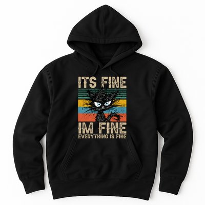 Its Fine Im Fine Everything Is Fine Funny Black Cat Women Hoodie