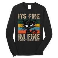 Its Fine Im Fine Everything Is Fine Funny Black Cat Women Long Sleeve Shirt