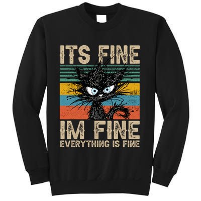 Its Fine Im Fine Everything Is Fine Funny Black Cat Women Sweatshirt