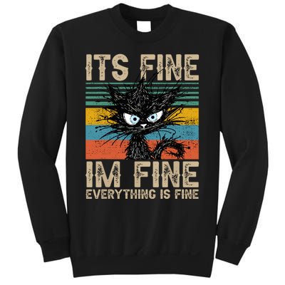 Its Fine Im Fine Everything Is Fine Funny Black Cat Women Sweatshirt