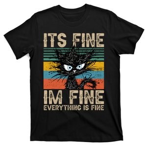 Its Fine Im Fine Everything Is Fine Funny Black Cat Women T-Shirt