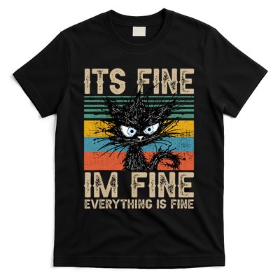 Its Fine Im Fine Everything Is Fine Funny Black Cat Women T-Shirt