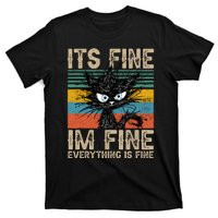 Its Fine Im Fine Everything Is Fine Funny Black Cat Women T-Shirt