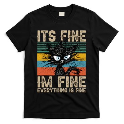 Its Fine Im Fine Everything Is Fine Funny Black Cat Women T-Shirt