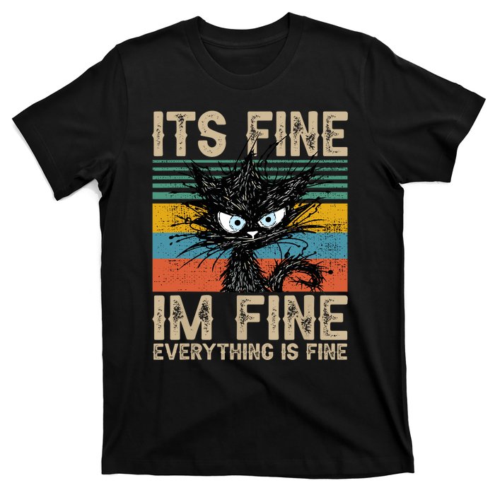 Its Fine Im Fine Everything Is Fine Funny Black Cat Women T-Shirt