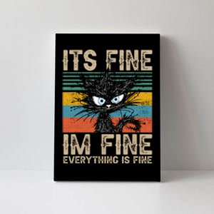 Its Fine Im Fine Everything Is Fine Funny Black Cat Women Canvas