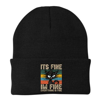 Its Fine Im Fine Everything Is Fine Funny Black Cat Women Beanie