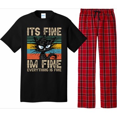 Its Fine Im Fine Everything Is Fine Funny Black Cat Women Pajama Set