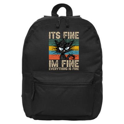 Its Fine Im Fine Everything Is Fine Funny Black Cat Women 16 in Basic Backpack