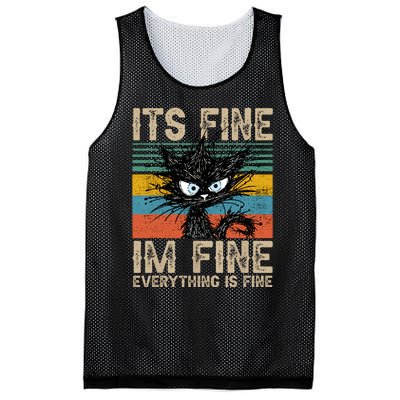 Its Fine Im Fine Everything Is Fine Funny Black Cat Women Mesh Reversible Basketball Jersey Tank