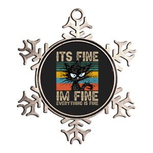 Its Fine Im Fine Everything Is Fine Funny Black Cat Women Metallic Star Ornament