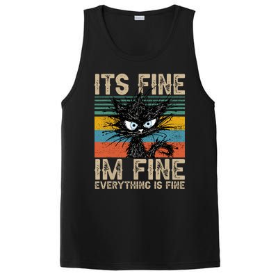 Its Fine Im Fine Everything Is Fine Funny Black Cat Women PosiCharge Competitor Tank