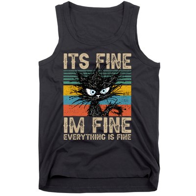 Its Fine Im Fine Everything Is Fine Funny Black Cat Women Tank Top