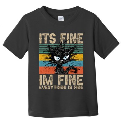 Its Fine Im Fine Everything Is Fine Funny Black Cat Women Toddler T-Shirt
