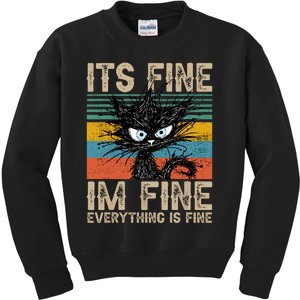 Its Fine Im Fine Everything Is Fine Funny Black Cat Women Kids Sweatshirt