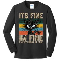 Its Fine Im Fine Everything Is Fine Funny Black Cat Women Kids Long Sleeve Shirt