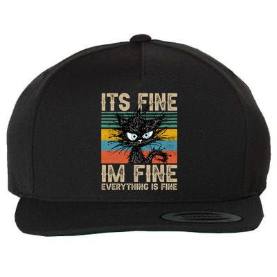 Its Fine Im Fine Everything Is Fine Funny Black Cat Women Wool Snapback Cap