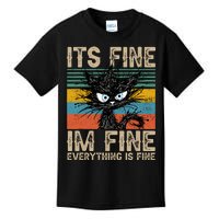 Its Fine Im Fine Everything Is Fine Funny Black Cat Women Kids T-Shirt