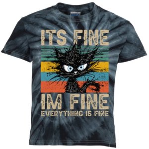 Its Fine Im Fine Everything Is Fine Funny Black Cat Women Kids Tie-Dye T-Shirt