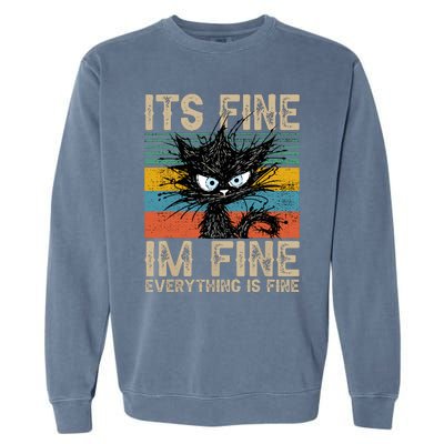 Its Fine Im Fine Everything Is Fine Funny Black Cat Women Garment-Dyed Sweatshirt