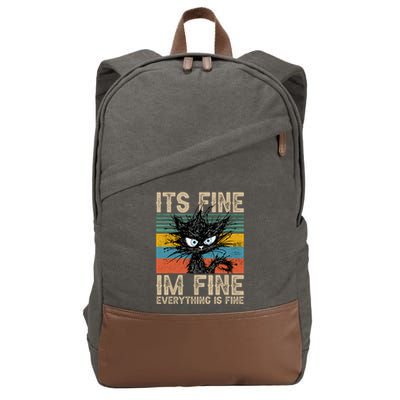 Its Fine Im Fine Everything Is Fine Funny Black Cat Women Cotton Canvas Backpack