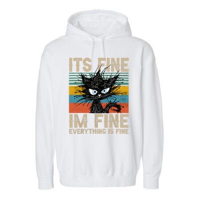 Its Fine Im Fine Everything Is Fine Funny Black Cat Women Garment-Dyed Fleece Hoodie