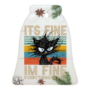 Its Fine Im Fine Everything Is Fine Funny Black Cat Women Ceramic Bell Ornament