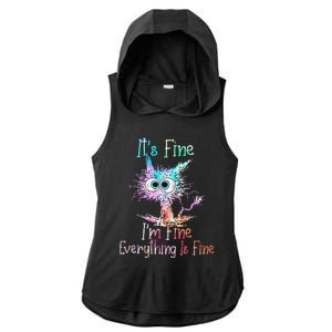 Its Fine Im Fine Everything Is Fine Tie Dye Cat Ladies PosiCharge Tri-Blend Wicking Draft Hoodie Tank