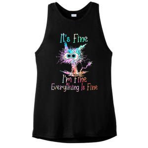 Its Fine Im Fine Everything Is Fine Tie Dye Cat Ladies PosiCharge Tri-Blend Wicking Tank