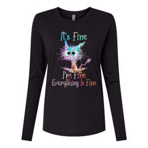 Its Fine Im Fine Everything Is Fine Tie Dye Cat Womens Cotton Relaxed Long Sleeve T-Shirt