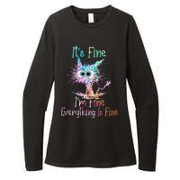 Its Fine Im Fine Everything Is Fine Tie Dye Cat Womens CVC Long Sleeve Shirt