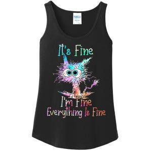 Its Fine Im Fine Everything Is Fine Tie Dye Cat Ladies Essential Tank