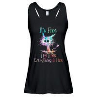 Its Fine Im Fine Everything Is Fine Tie Dye Cat Ladies Essential Flowy Tank