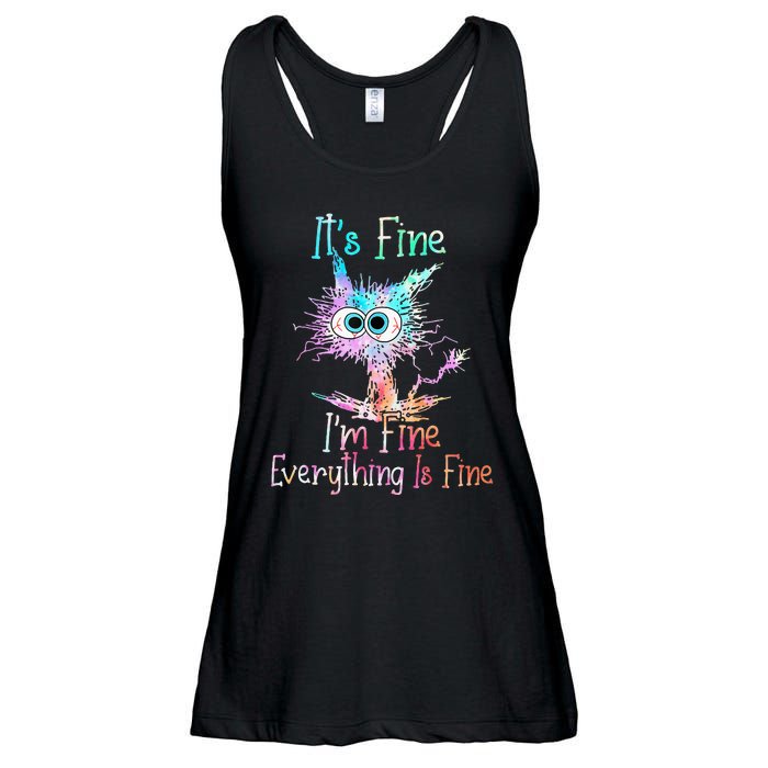 Its Fine Im Fine Everything Is Fine Tie Dye Cat Ladies Essential Flowy Tank