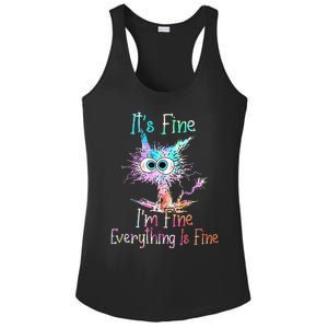 Its Fine Im Fine Everything Is Fine Tie Dye Cat Ladies PosiCharge Competitor Racerback Tank