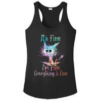 Its Fine Im Fine Everything Is Fine Tie Dye Cat Ladies PosiCharge Competitor Racerback Tank