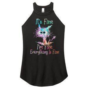 Its Fine Im Fine Everything Is Fine Tie Dye Cat Women's Perfect Tri Rocker Tank