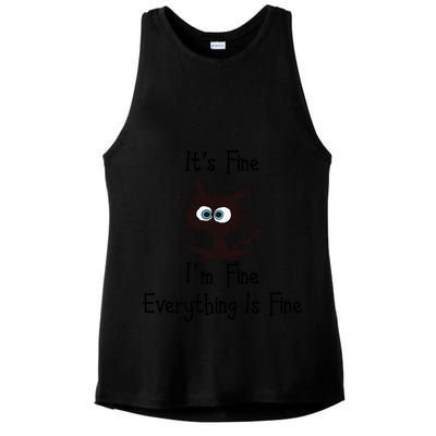 It's Fine I'm Fine Everything Is Fine Funny Cat Ladies PosiCharge Tri-Blend Wicking Tank