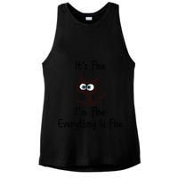 It's Fine I'm Fine Everything Is Fine Funny Cat Ladies PosiCharge Tri-Blend Wicking Tank