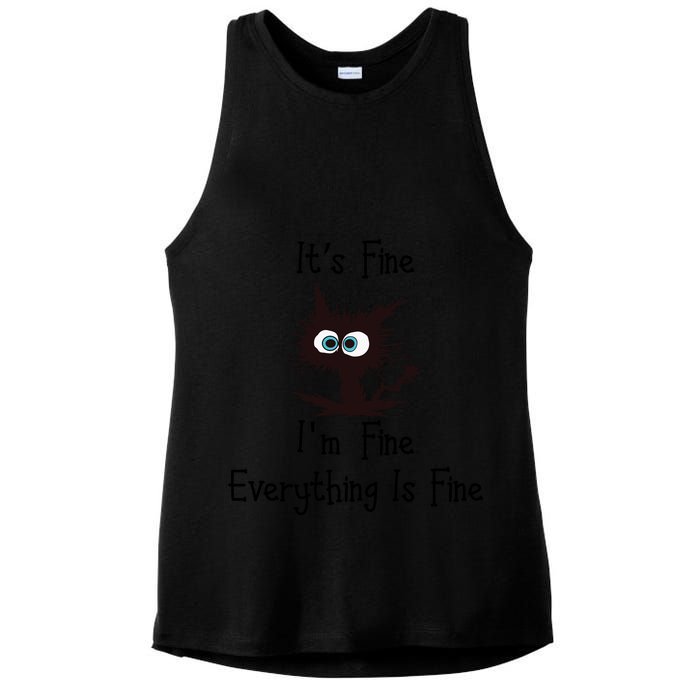 It's Fine I'm Fine Everything Is Fine Funny Cat Ladies PosiCharge Tri-Blend Wicking Tank