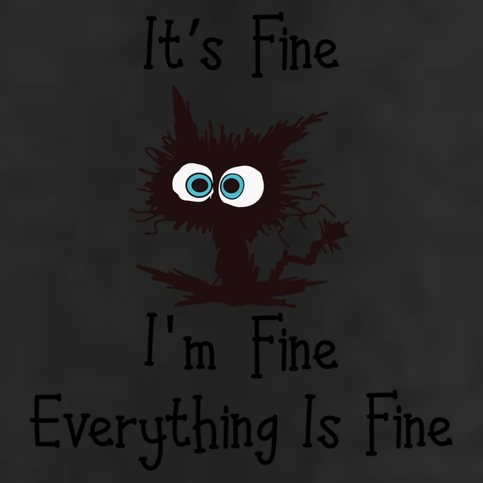 It's Fine I'm Fine Everything Is Fine Funny Cat Garment-Dyed Fleece Hoodie